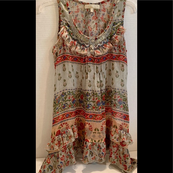 Solitaire Sheer Multi Print Ruffle Tunic - Picture 2 of 8